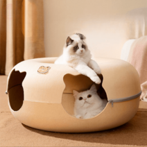 고양이 터널 커튼 블록 미로 종이 숨숨 치즈 하우스 봉투 바스락 캣터널 팝콘 도넛 원목, M-50*50*20cm (권장체중 8근 이내), 옵션11