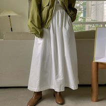 기타 바보사랑[정스토어]밴딩 코튼 봄치마 코디 플레어 롱치마 등원룩 마실룩