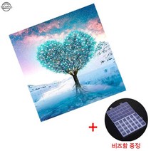MJS (4+1) 보석십자수 DIY 캔버스형 세트 돈들어오는 풍수 BSX018 (비즈함 증정), 30x30  하늘하트 사랑나무