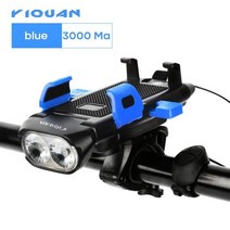 자전거 부품 용품 전기자전거4 in 1 전면 조명 usb 전화 홀더 경적 mtb 손전등 방수 헤드라이트 사이클링 전원 은행 bmx bike accessorie, 3000mah 블루