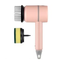 하이파워 3단 조절 전동 주방욕실 청소브러쉬, 핑크(1200mAh)