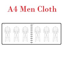 a5 여성 패션 디자인 노트북 인체 템플릿 a4 남성 스케치 스타일 렌더링 의류 디자이너 도구 50 매 종이 (120g), a4 남자 천