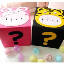 뽑기용 궁금이 상자 DIY(캡슐 10개 포함) 토끼 or 호랑이 20cm 정육면체, 뽑기상자 (토끼)