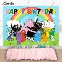 Kabodou Barbapapa 가족 사진 배경 생일 축하 베이비 샤워 장식 배너, 02 02_19 Polyester 300x200cm