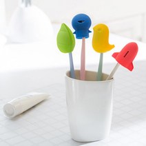 달자샵 1+1 위생적 실리콘 칫솔캡 귀여운 캐릭터 칫솔머리 커버 마개, 노란, 1Pcs+1Pcs
