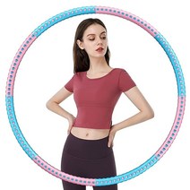 Yibaision 성인 체중 운동 후프 전문 8섹션 탈착식 디자인 지방 연소 안정적이고 편안함, Pink blue