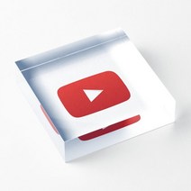 유튜브골드버튼 재생 버튼 심벌 마크 아크릴 블록 투명한 과정 인쇄 가족 사진 유행의, 10x10cm(4x4인치)