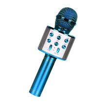 아이돌 마이크 무선 노래방 블루투스 호환 휴대용 스피커 홈 ktv 플레이어 춤 led 조명 기록 기능, 파란색