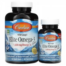 (아이허브) 3개X Carlson 와일드 케이트 엘리트 오메가3 세트 레몬맛 1600mg 90+30소프 빠른직구