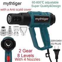 열풍기 히팅건 히트건 무선 유선 2000w 납땜 히트 건 220v eu 산업용 전기 뜨거운 공기 총 60-600도 수축 포장 열 히터 열 송풍기, 협력사, 덮개와 함께