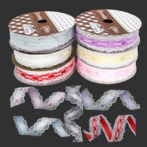 attizone 레이스 리본 2사이즈 6칼라 포장/데코리본, 레이스리본-25mm, 2. 미색