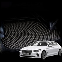 제네시스 G70 신형 퀼팅 4D 입체 가죽 트렁크매트, 블랙+레드, 디젤