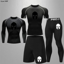 땀복세트 여름트레이닝세트 트레이닝셋업 스파르타 운동복 정장 체육관 휘트니스 조깅 땀 빠른 건조 복싱 키즈 축구 훈련 스포츠 세트, 4pcs-hui-3+Asian-26(130-140cm)