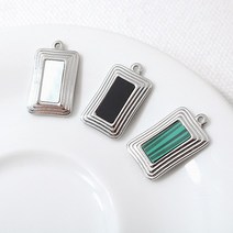 [8-021-15]써지컬스틸 팬던트(원석직사각) 12x21mm (무도금) [1개]
