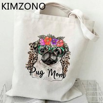 쇼핑백 퍼그 쇼핑 가방 bolsas de tela bolsa 재사용 가능한 캔버스 식료품 bolso 토트 백 cabas shoping ecobag, 15.54375