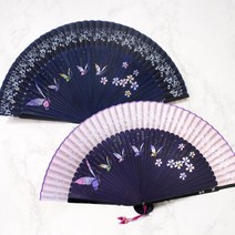 [박씨상방] 수공예 실크부채 자개 당초B - 매듭 + 부채집, 보라핑크