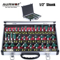 공구 대패 AURWOF-1/2 인치 생크 목공 라우터 비트 세트 밀링 커터 스트레이트 조각 공작 기계 35 개 부품, 한개옵션0, 한개옵션0