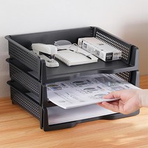1+1 책상 a4서류 문서정리 오픈형 보관함 송장분류, 가로 블랙