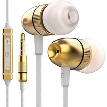 Betron ELR50 이어폰 유선 헤드폰 마이크가 있는 소음 차단 이어버드 볼륨 컨트롤러 케이스 3.5mm 헤드 폰 잭 엉킴 방지 코드 강력한 베이스 골드 화이트-34838