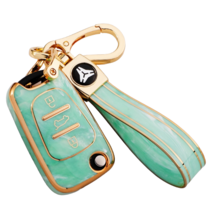 굿카굿즈 현대 기아 대리석 마블 폴딩키 키케이스 3버튼 키홀더, 마블 그린