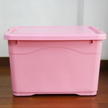 ZZJJC 투명 도르래 플라스틱 정리함 특대 사이즈 수납함두껍게 덮는 이불 가정용, 솔리드 핑크 수납함, 75리터 빅사이즈 63*46*38