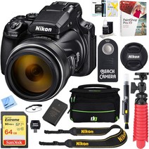 니콘26522 COOLPIX P1000 16MP 125x 슈퍼 줌 디지털 카메라 64GB 메모리 및 액세서리 번들