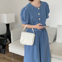 [랜덤플레이] 어깨퍼프 허리밴딩 투피스