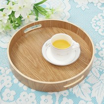 키친드 손잡이 원형 우드트레이(30cm) 카페 서빙쟁반, 상세 참조