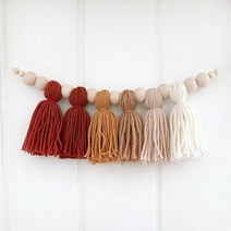 벽장식 풍경 세련된 태슬 가랜드 다양한 스타일 폼가랜드 친환경 데코레이션 우드 비즈 파스텔 배너, [07] H