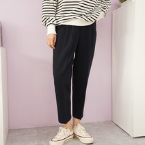 빅걸스토리 여성 빅사이즈 뒷밴딩 주름 배기 슬랙스