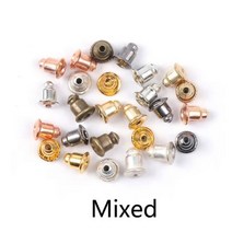 200 개 몫 총알 귀 플러그 골드 실버 도금 금속 귀걸이 다시 스 터 드 설정 기본 공급 5x6MM 126378, 믹스 컬러