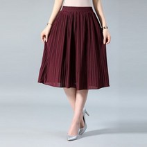 스커트 롱스커트 여성 쉬폰 여름 얇은 솔리드 플리츠 사이 아스 미디 팔다 빈티지 196597