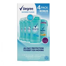 Degree Dry Protection Deodorant Shower Clean 디그리 드라이 프로텍션 데오드란트 샤워 클린 74g(2.6oz) 4팩