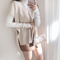 드레스날다 폴인럽 트임 루즈핏 가오리 니트 베스트(knit611)