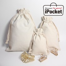 IPOCKET 아이포켓 아이보리 캔버스 복주머니 조리개 파우치