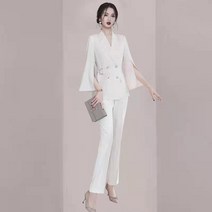 FANSYLI 2022 여성 봄 슬림핏 상의+바지 투피스 12B9