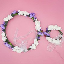 셀프웨딩 화관 꽃팔지 스냅촬영 소품 사이즈조절 브라이덜샤워