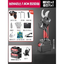 전동가위 전지 충전식 전정 원예 고지 가위 전기 무선 배터리 세트 초경량, 프리미엄 2배터리