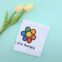 귀여운 러블리 데이지 스마일 캐릭터 면 손수건 핸드타월 송원타월 무지개