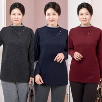 [엄마옷 로즈맘] 사선단추반목기모티셔츠/겨울 50대60대 생신선물 겨울옷 엄마티셔츠 할머니옷