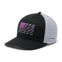 Columbia 유니 PFG 피쉬 플래그 메시 볼 캡-하이 크라운 코코아 버터/쿨 그레이/미드 애틀랜틱 라지/XL, Large-X-Large, Black, Cool Grey, Inshore Slam