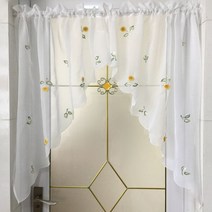 창커튼 반창 차박 패션 자수 꽃 디자인 핑크 옐로우 색상 얇은 명주 그물 발코