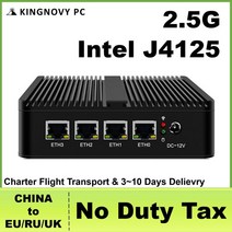 J4125 팬리스 2.5G 라우터 나노 미니 PC 4 인텔 i225-V B3 2.5GbE Nics pfSense 방화벽 OPNsense VMware ESXi Proxmox, 해외공급사, No System, 06 8GB DDR4 256GB SSD