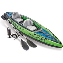 Intex Challenger Kayak 알루미늄 노와 고출력 공기 펌프가 있는 풍선 카약 세트, k2 카약