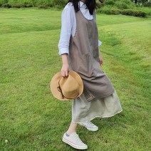 방가지똥 앞치마 통원피스 모카그레이 린넨 앞치마