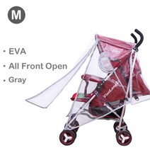 유모차가방 유모차고리 유모차홀더 유모차걸이 EVA-아기 유모차 액세서리 방수 레인 커버 투명 바람 먼지 차단 지퍼 비옷, [07] EVA-All Open-Gray-M