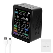 이산화탄소측정기 실내공기질관리법 9in1 대기질 모니터 CO2 미터 이산화탄소 검출기 TVOC HCHO PM25 PM10 온도 습도 감지 앱 제어, 없음, Type3+Type3