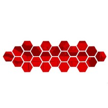 붙이는 거울 알리버트 12 개/대 DIY 3D 거울 벽 스티커 육각 홈 장식 벽화 이동식 거실 데칼 아트, 04 12PCS Red_01 4.6x4x2.3cm