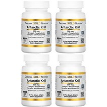 캘리포니아골드뉴트리션 남극 크릴 오일 500mg 천연 딸기 및 레몬 향 30 4팩