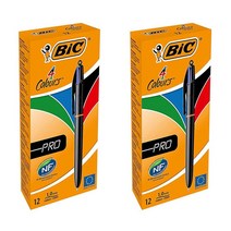 영국 BIC 프로 4색 볼펜 1.0mm 블랙 컬러 12개입 2개